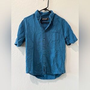 Retrofit Blue Short Sleeve Button Up